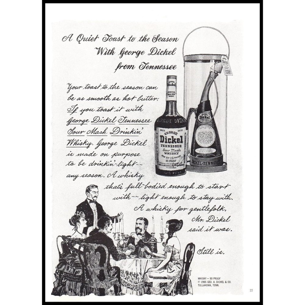 1965 George Dickel Tennessee Whiskey Vintage Print Ad Old Fashioned Wall Art
